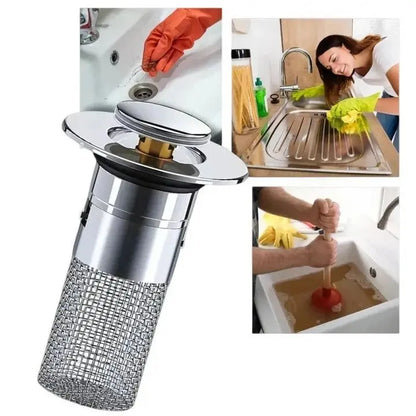Sink Stopper with Dual Silicone Seal and Pop-Up One-Touch Operation, Built-In Strainer Veldora