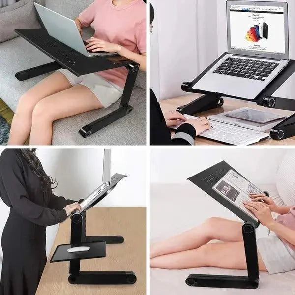 Adjustable Laptop Stand with Detachable Mouse Pad and Foldable Travel Design Veldora