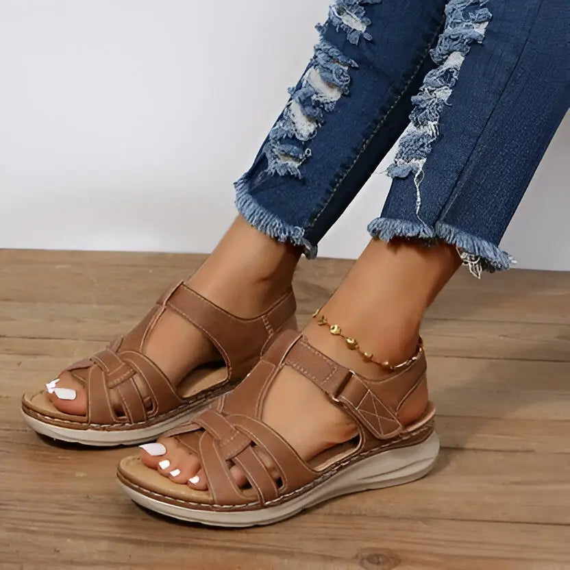 Women's Support Sandals with Contoured Footbed and Cushioned Midsole, Adjustable Straps Veldora