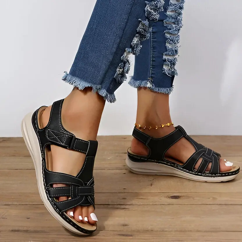 Women's Support Sandals with Contoured Footbed and Cushioned Midsole, Adjustable Straps Veldora