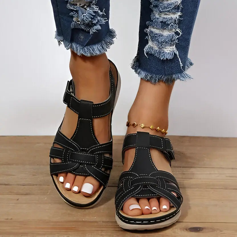 Women's Support Sandals with Contoured Footbed and Cushioned Midsole, Adjustable Straps Veldora