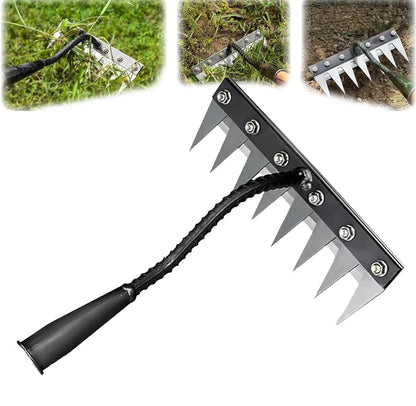 Garden Weeding Rake with Carbon Steel Head and Comfort Grip, Fits Standard Wooden Handles Veldora