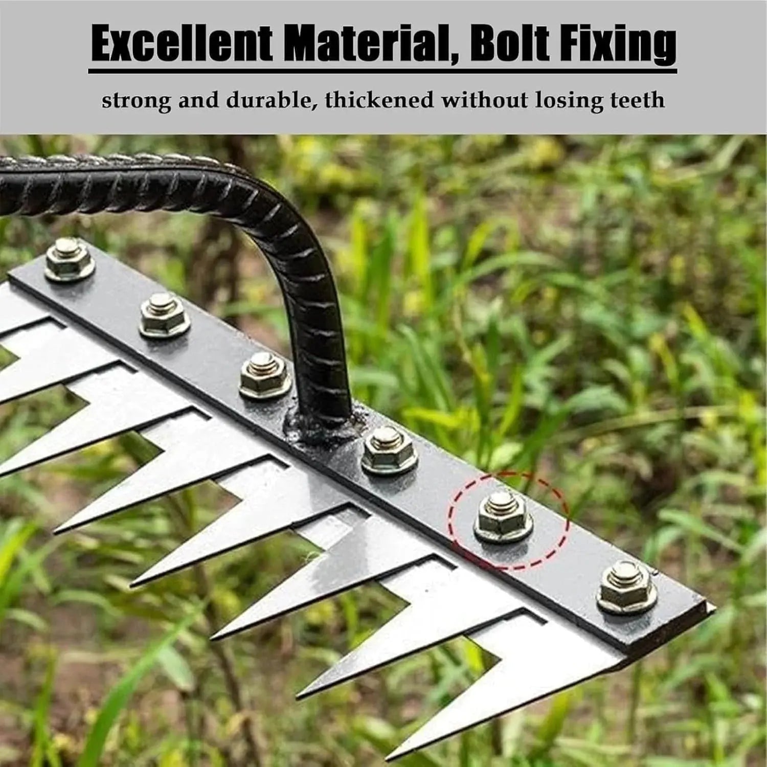 Garden Weeding Rake with Carbon Steel Head and Comfort Grip, Fits Standard Wooden Handles Veldora