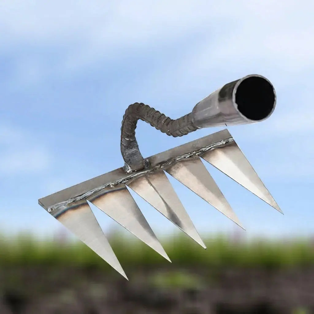 Garden Weeding Rake with Carbon Steel Head and Comfort Grip, Fits Standard Wooden Handles Veldora