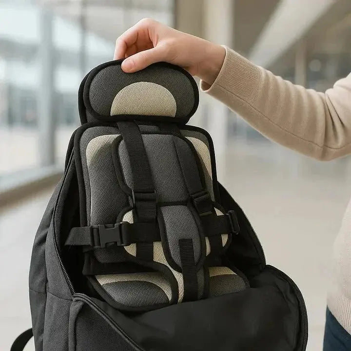 Travel Booster Seat with Foldable Design and Integrated 5-Point Harness, Carry Bag Veldora
