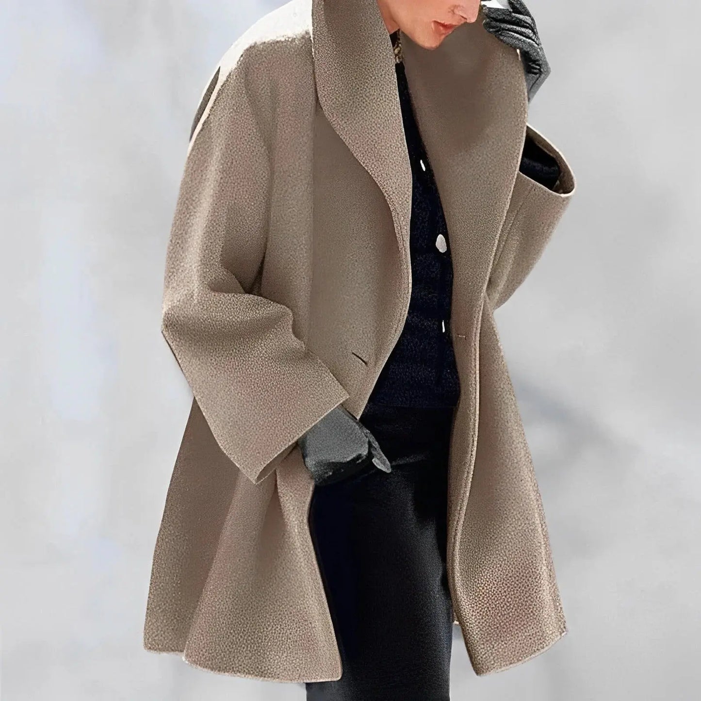 Wool Winter Coat with Detachable Belt and Insulating Lining, A-Line Fit Veldora