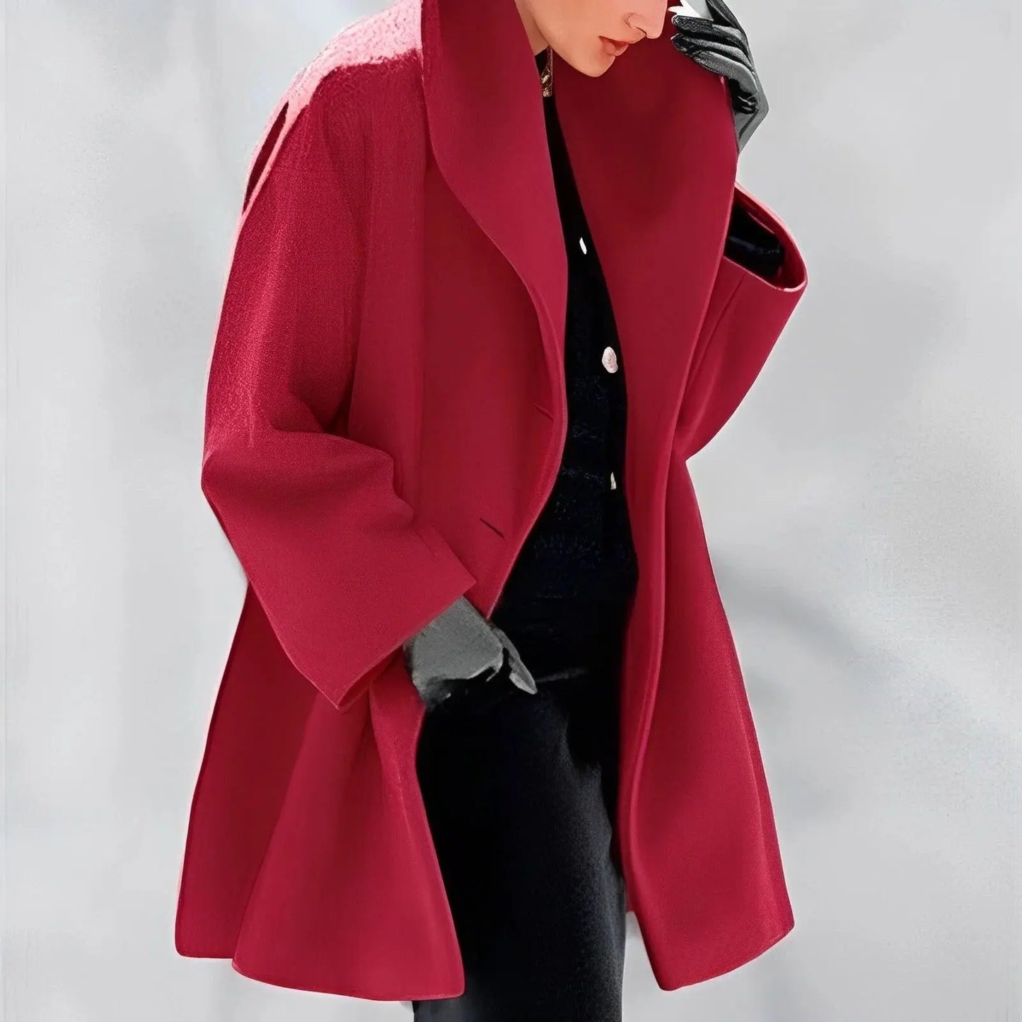 Wool Winter Coat with Detachable Belt and Insulating Lining, A-Line Fit Veldora