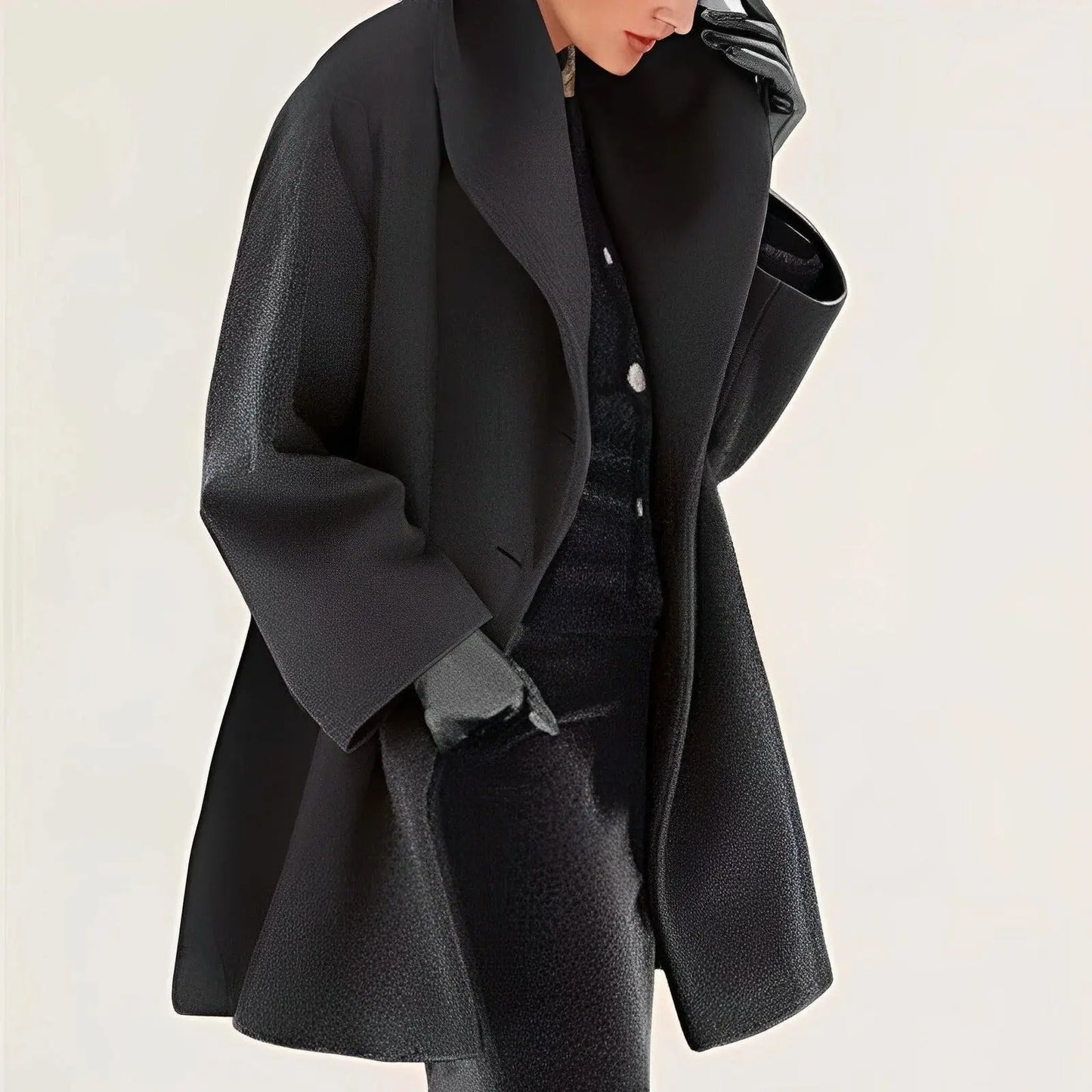 Wool Winter Coat with Detachable Belt and Insulating Lining, A-Line Fit Veldora
