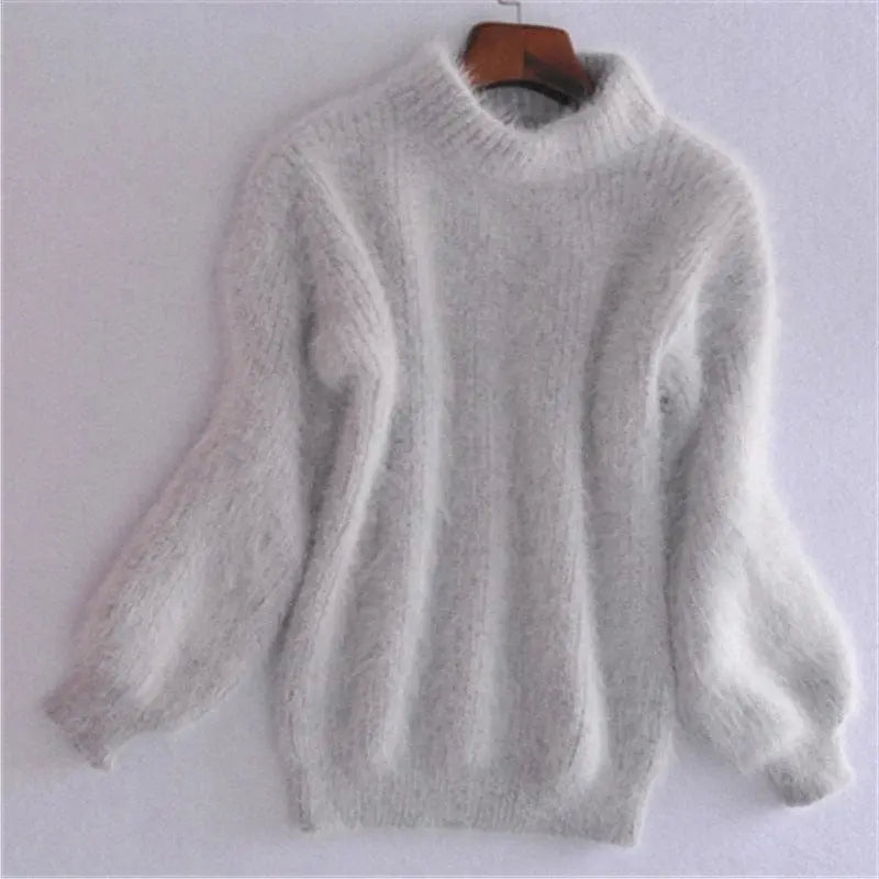 Loose Knit Sweater with Wide Crew Neck and Ribbed Cuffs, Relaxed Vintage-Inspired Fit Veldora