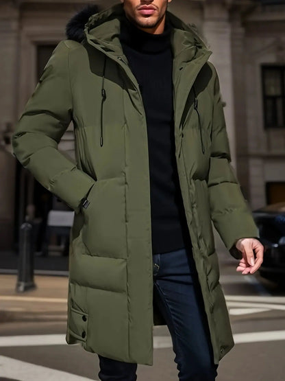 Men's Long Winter Jacket with Waterproof Shell and Insulated Lining, Adjustable Hood Veldora