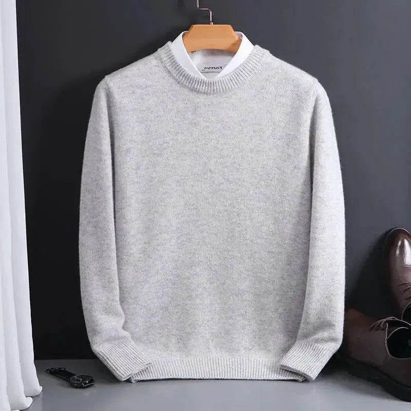 Men's Crew Neck Sweater with Brushed Knit and Lightweight Warmth, Regular Fit Veldora