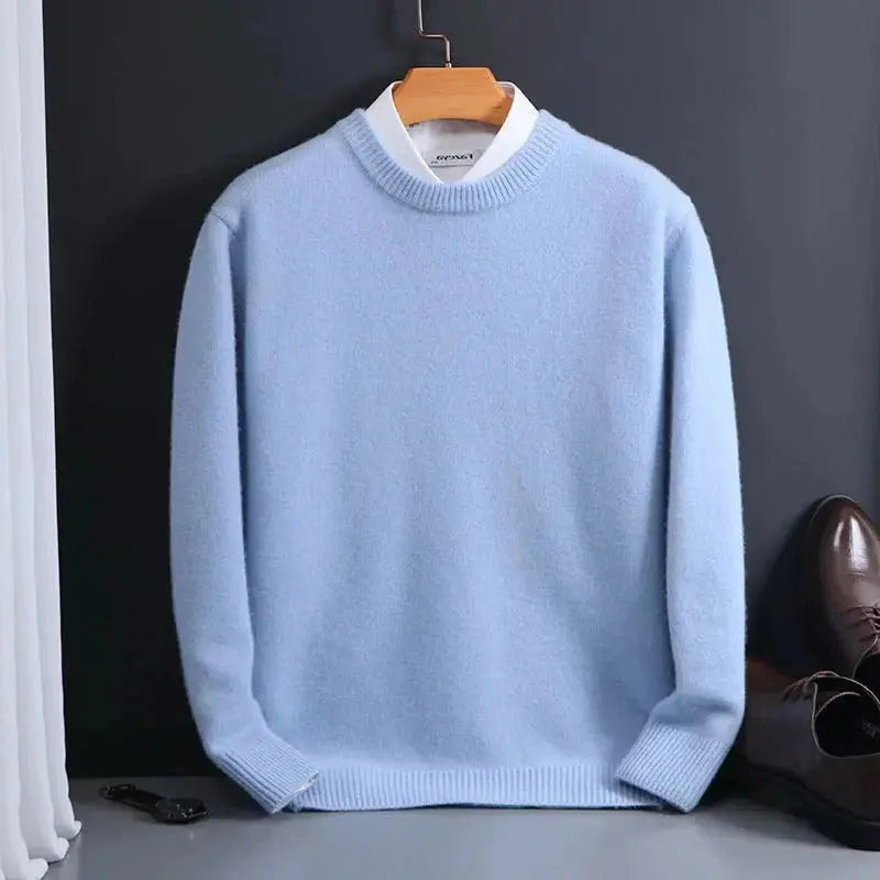 Men's Crew Neck Sweater with Brushed Knit and Lightweight Warmth, Regular Fit Veldora