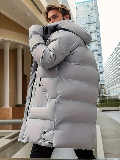Men's Long Winter Jacket with Waterproof Shell and Insulated Lining, Adjustable Hood Veldora