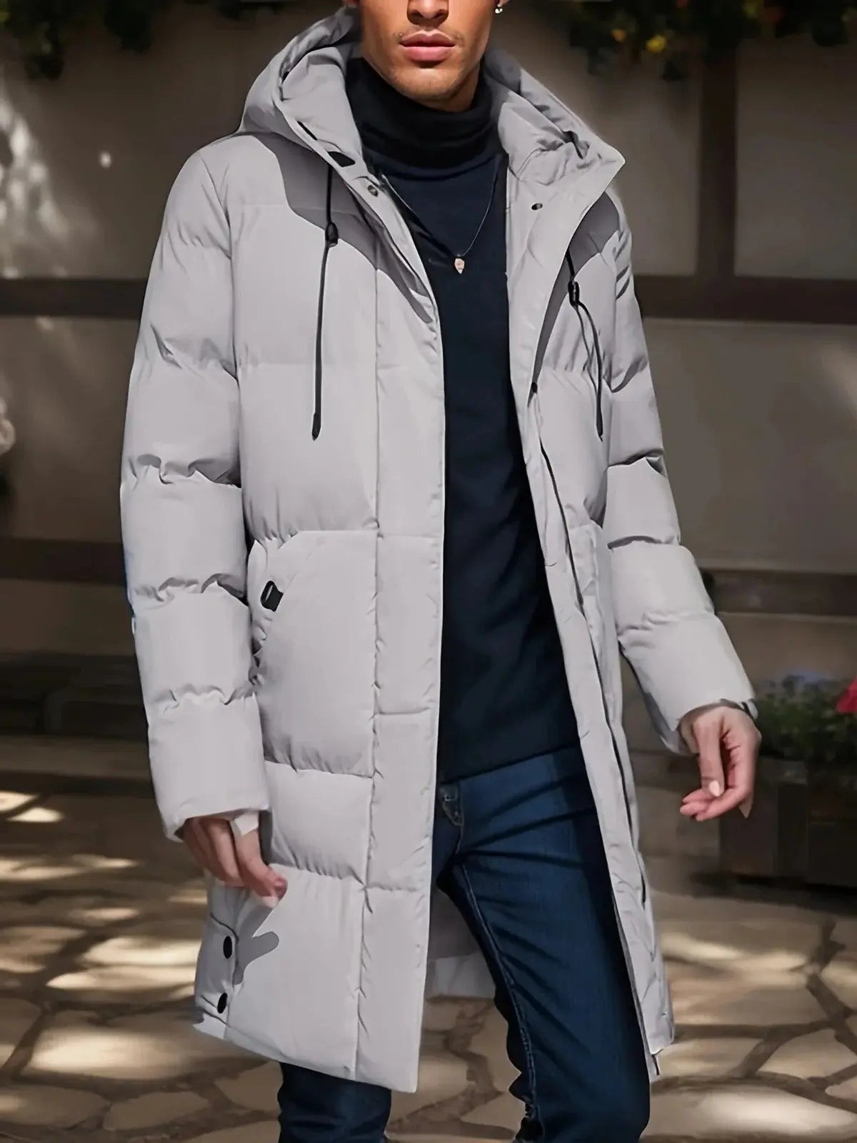 Men's Long Winter Jacket with Waterproof Shell and Insulated Lining, Adjustable Hood Veldora