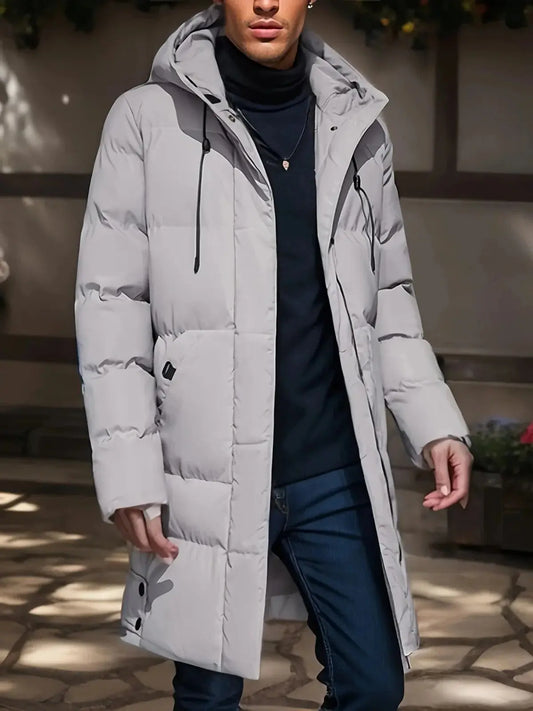 Men's Long Winter Jacket with Waterproof Shell and Insulated Lining, Adjustable Hood Veldora