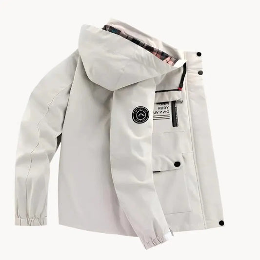 Men's Waterproof Jacket with Windproof Shell and Detachable Hood, Breathable Membrane Veldora