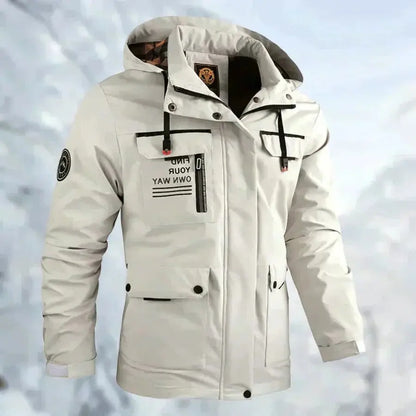Men's Waterproof Jacket with Windproof Shell and Detachable Hood, Breathable Membrane Veldora