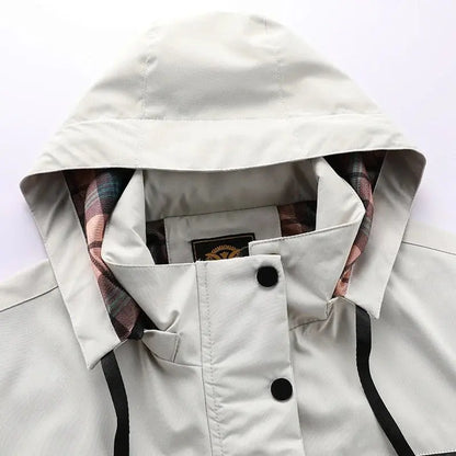 Men's Waterproof Jacket with Windproof Shell and Detachable Hood, Breathable Membrane Veldora