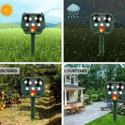 Ultrasonic Animal Repeller with Solar Power and Motion-Activated IR Light, 26-Foot Range Veldora