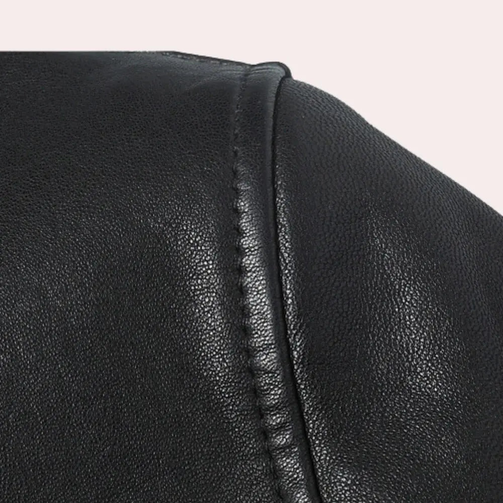 PU Leather Jacket with Zip Front and Soft Lining, Regular Fit for Men Veldora