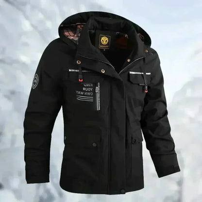 Men's Waterproof Jacket with Windproof Shell and Detachable Hood, Breathable Membrane Veldora