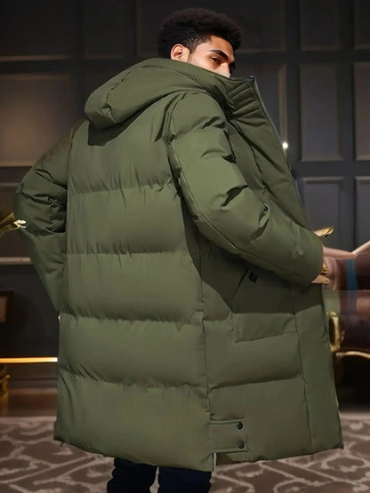 Men's Long Winter Jacket with Waterproof Shell and Insulated Lining, Adjustable Hood Veldora