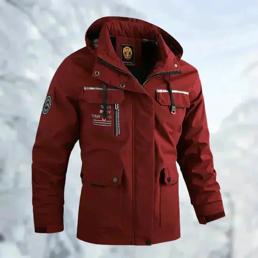 Men's Waterproof Jacket with Windproof Shell and Detachable Hood, Breathable Membrane Veldora