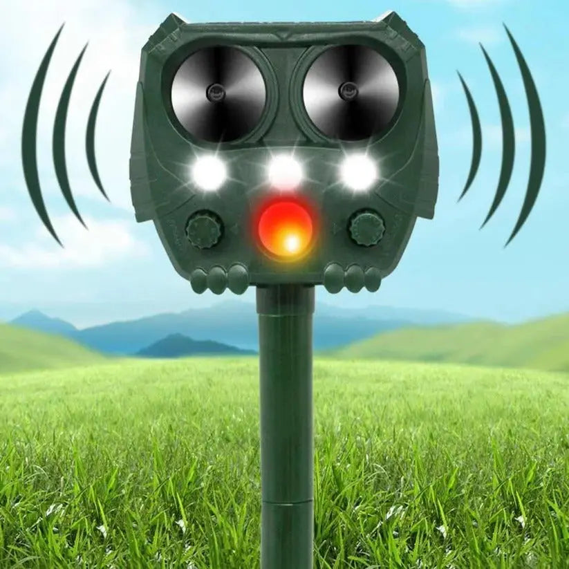 Ultrasonic Animal Repeller with Solar Power and Motion-Activated IR Light, 26-Foot Range Veldora