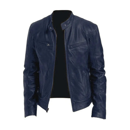 PU Leather Jacket with Zip Front and Soft Lining, Regular Fit for Men Veldora