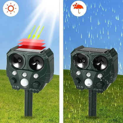 Ultrasonic Animal Repeller with Solar Power and Motion-Activated IR Light, 26-Foot Range Veldora