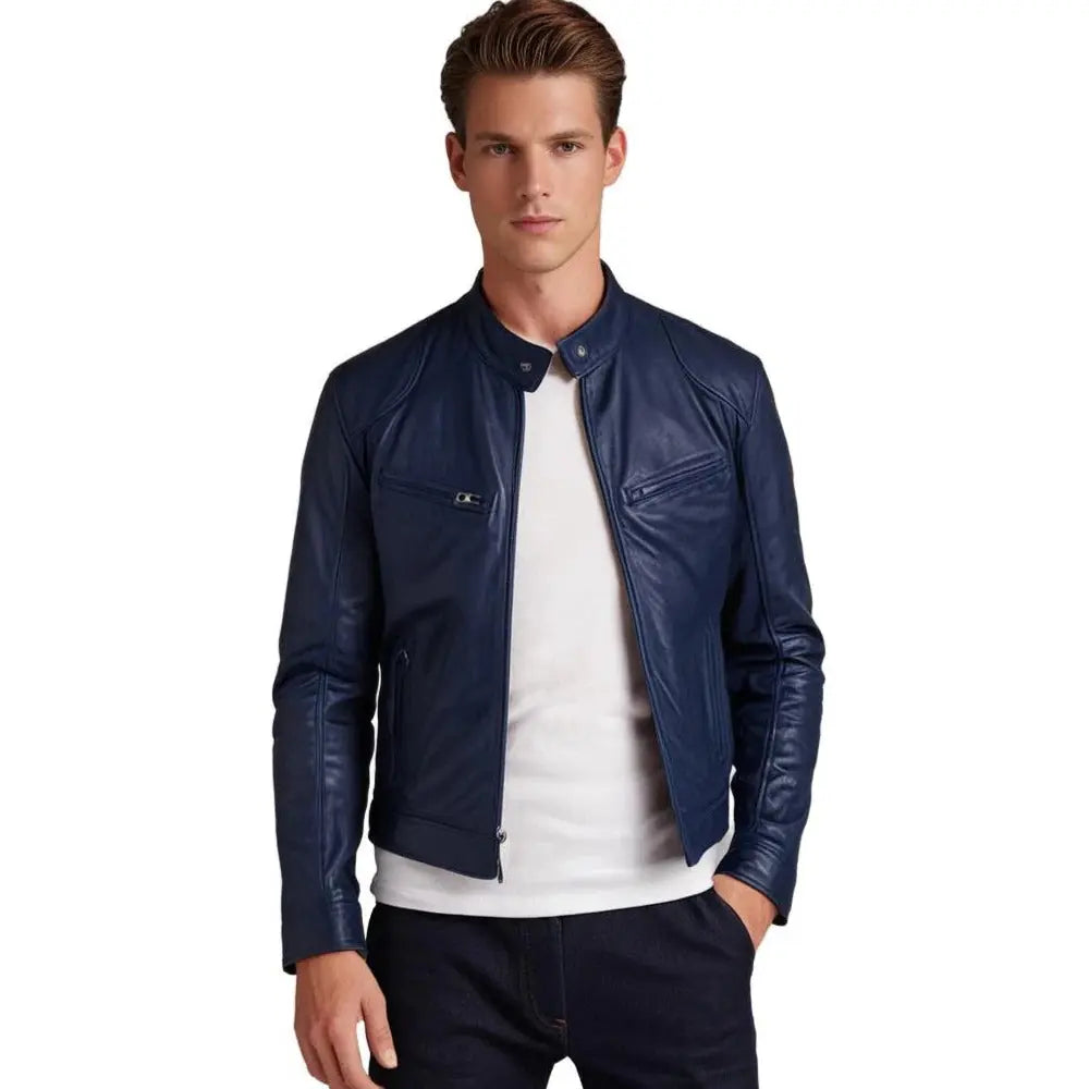PU Leather Jacket with Zip Front and Soft Lining, Regular Fit for Men Veldora
