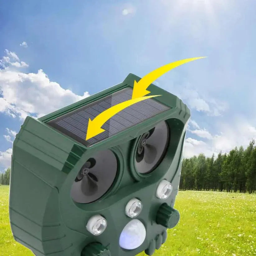 Ultrasonic Animal Repeller with Solar Power and Motion-Activated IR Light, 26-Foot Range Veldora