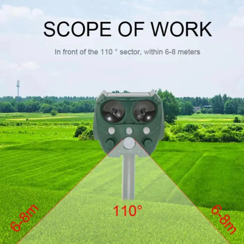 Ultrasonic Animal Repeller with Solar Power and Motion-Activated IR Light, 26-Foot Range Veldora
