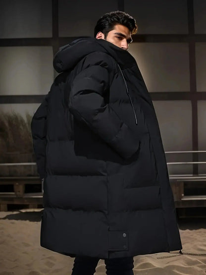 Men's Long Winter Jacket with Waterproof Shell and Insulated Lining, Adjustable Hood Veldora
