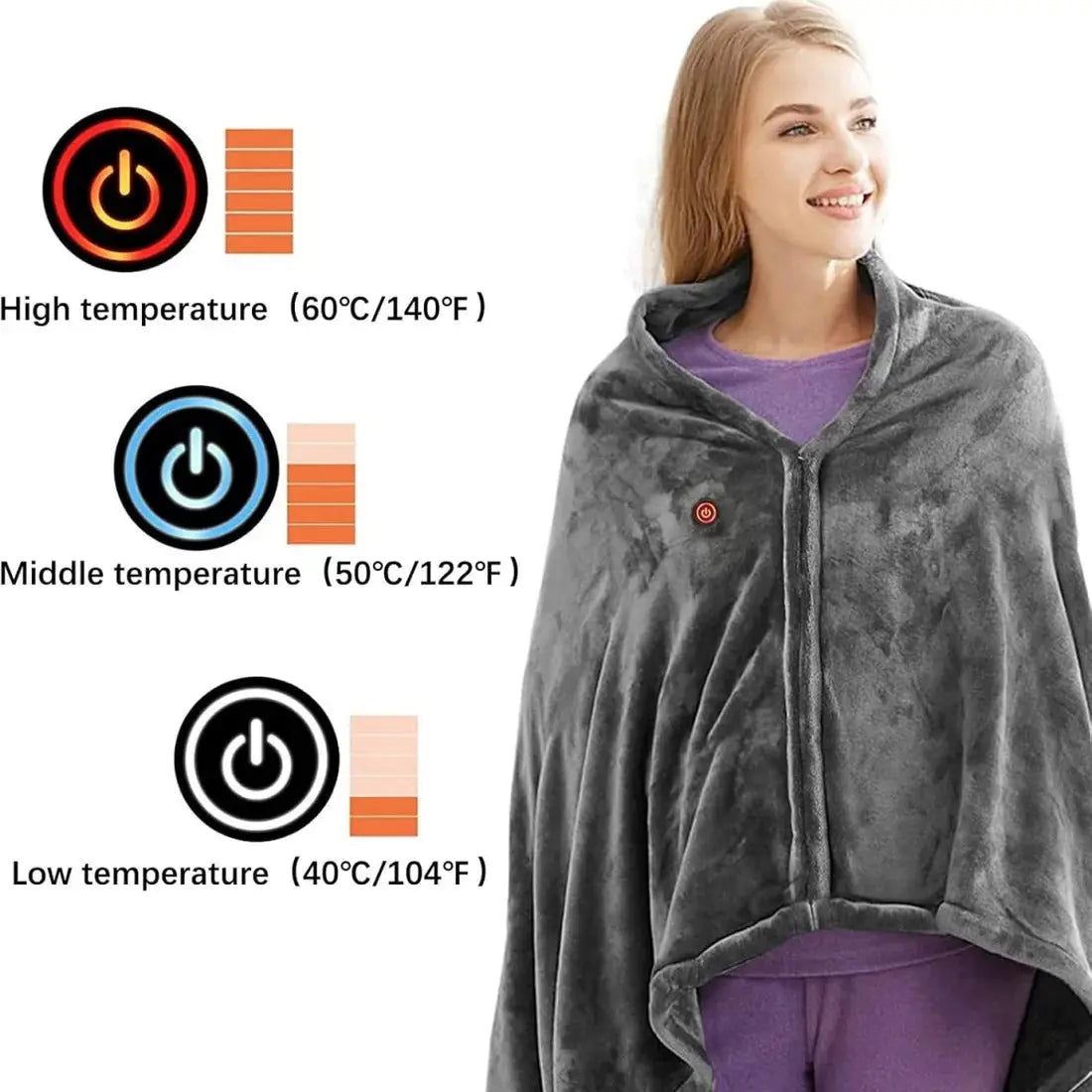 USB Heated Shawl with Rapid Heat and Multiway Wrap, Machine Washable Veldora
