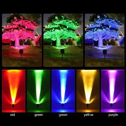 Adjustable Solar LED Spotlight with Zoom Lens and RGB Warm White Light, IP65 Weatherproof Veldora