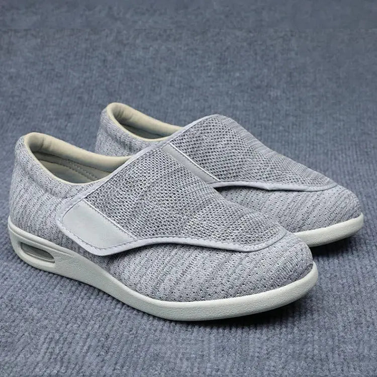 Wide Shoes for Swollen Feet with Removable Insoles and Hook-Loop Closure, Breathable Knit Veldora