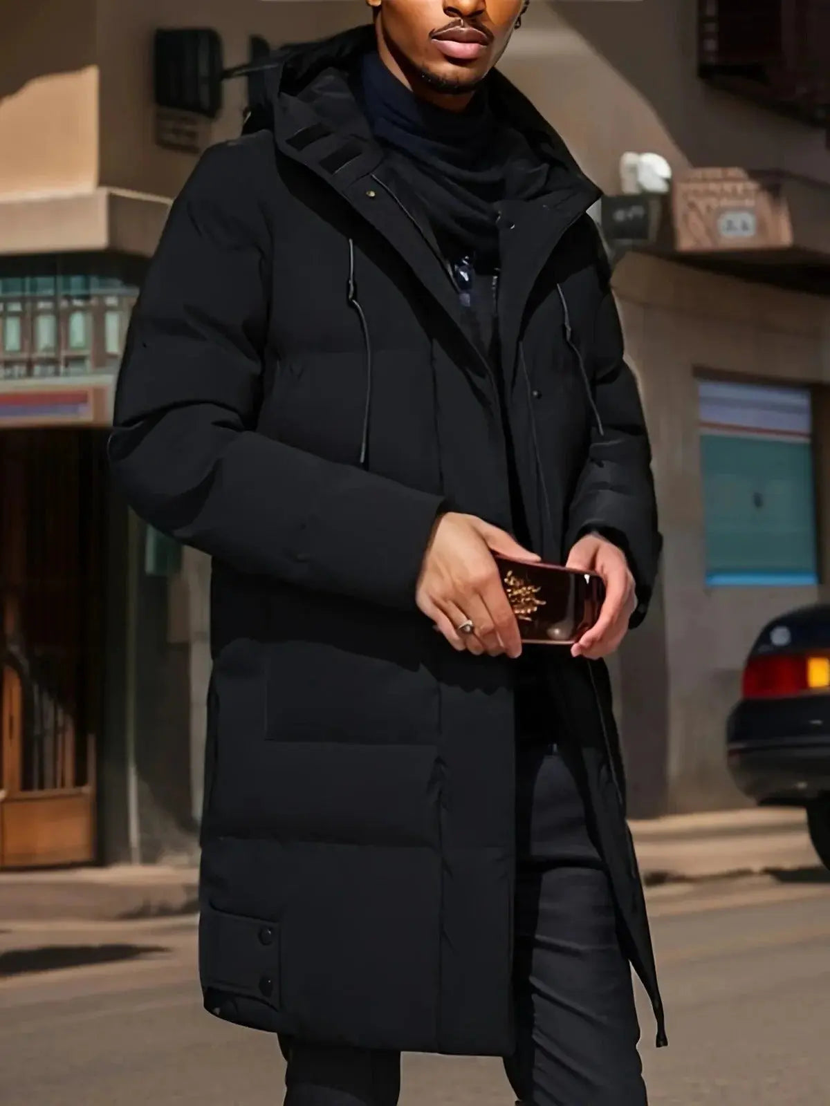 Men's Long Winter Jacket with Waterproof Shell and Insulated Lining, Adjustable Hood Veldora