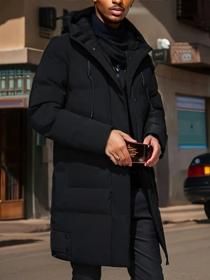 Men's Long Winter Jacket with Waterproof Shell and Insulated Lining, Adjustable Hood Veldora