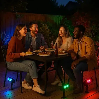 Adjustable Solar LED Spotlight with Zoom Lens and RGB Warm White Light, IP65 Weatherproof Veldora