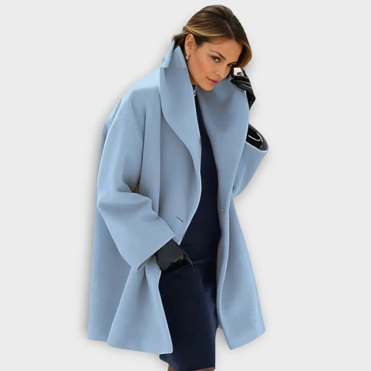 Women's Wool Coat with Windproof Outer and Plush Lining, Knee-Length Tailored Fit Veldora