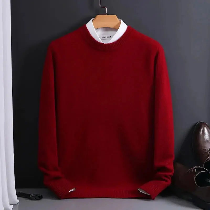 Men's Crew Neck Sweater with Brushed Knit and Lightweight Warmth, Regular Fit Veldora
