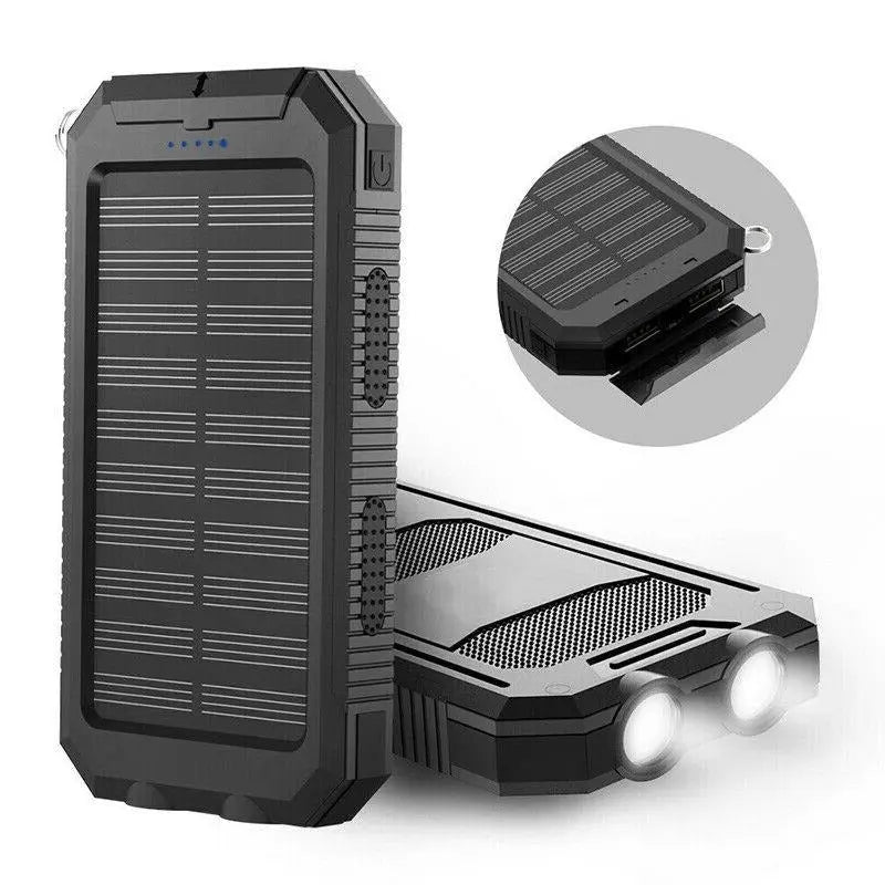 Solar Power Bank 500000mAh with Dual USB and Integrated LED Lights, Water Resistant Veldora