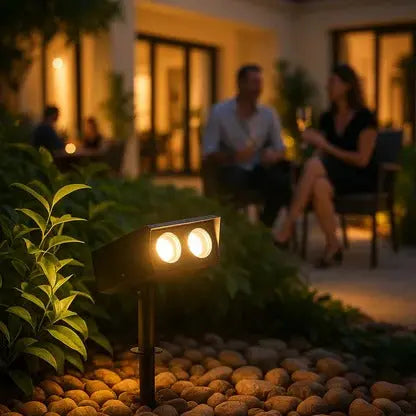 Adjustable Solar LED Spotlight with Zoom Lens and RGB Warm White Light, IP65 Weatherproof Veldora