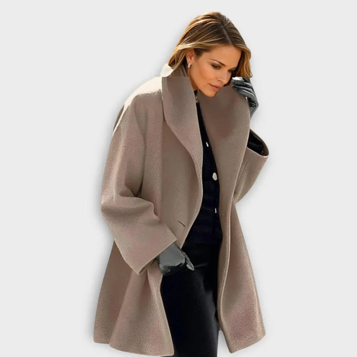 Women's Wool Coat with Windproof Outer and Plush Lining, Knee-Length Tailored Fit Veldora