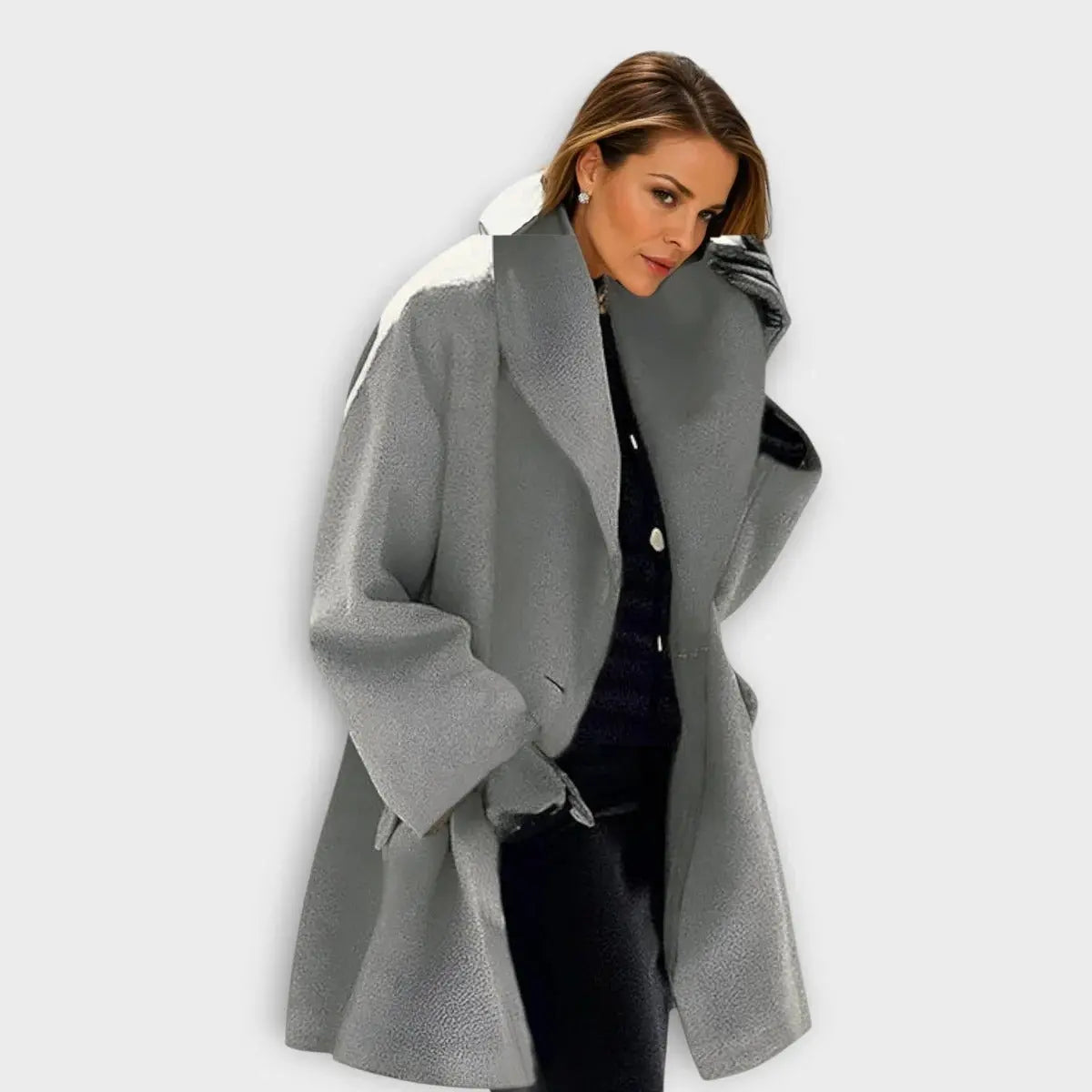 Women's Wool Coat with Windproof Outer and Plush Lining, Knee-Length Tailored Fit Veldora