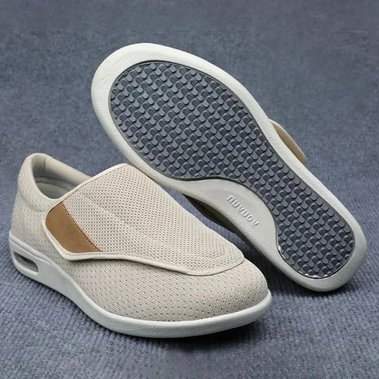 Wide Shoes for Swollen Feet with Removable Insoles and Hook-Loop Closure, Breathable Knit Veldora
