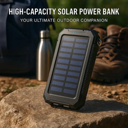 Solar Power Bank 500000mAh with Dual USB and Integrated LED Lights, Water Resistant Veldora