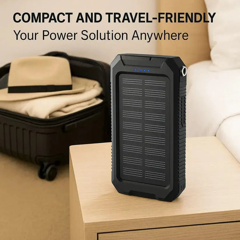 Solar Power Bank 500000mAh with Dual USB and Integrated LED Lights, Water Resistant Veldora