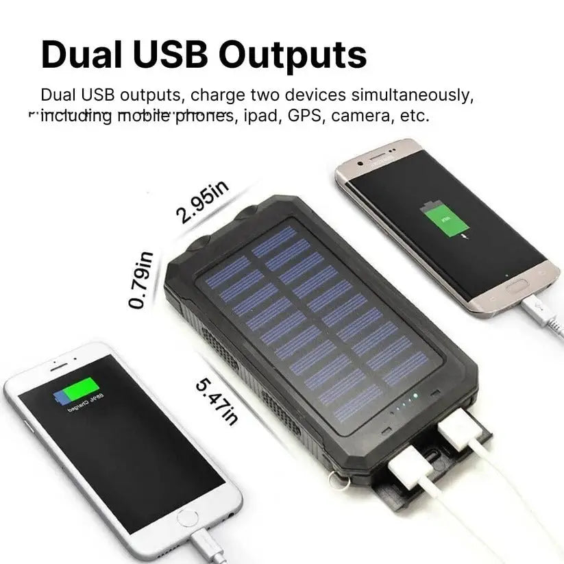 Solar Power Bank 500000mAh with Dual USB and Integrated LED Lights, Water Resistant Veldora